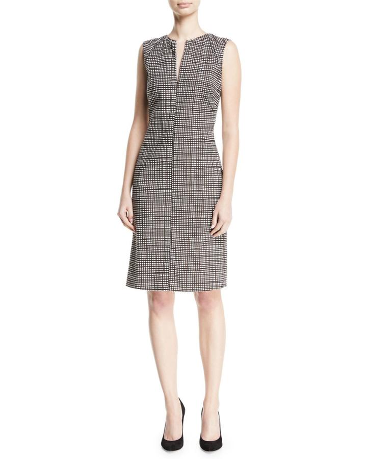 Slit-neck Sleeveless Mini-check
