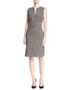 Slit-neck Sleeveless Mini-check