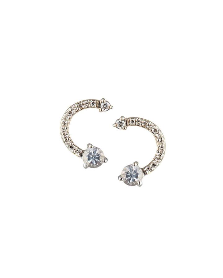 White Sapphire & Diamond Rainbow Earrings