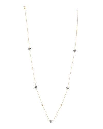 Long Pave Pearly & Crystal Station Necklace,