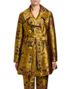 Flower Jacquard Double-breasted Coat