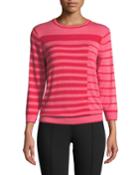 Intarsia Stripes Jewel-neck