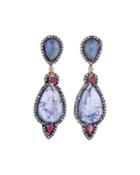 Tanzanite, Ruby & Diamond Drop Earrings