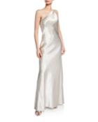 Roxy Metallic Satin One-shoulder Gown