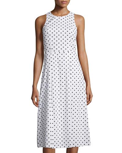 Sleeveless Fit-and-flare Midi Dress, Cloud