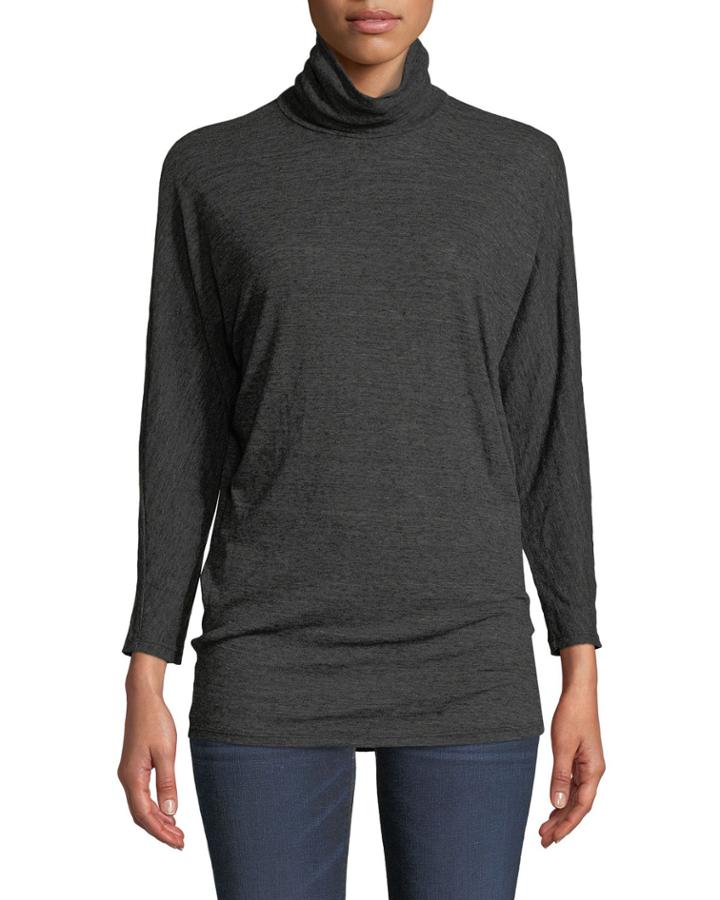 Turtleneck Nepp Jersey Dolman-sleeve Tee