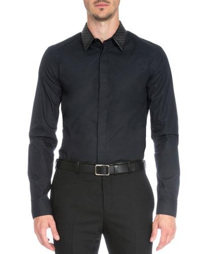 Perforated Collar Long-sleeve