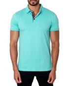 Short-sleeve Cotton-blend Polo Shirt, Turquoise
