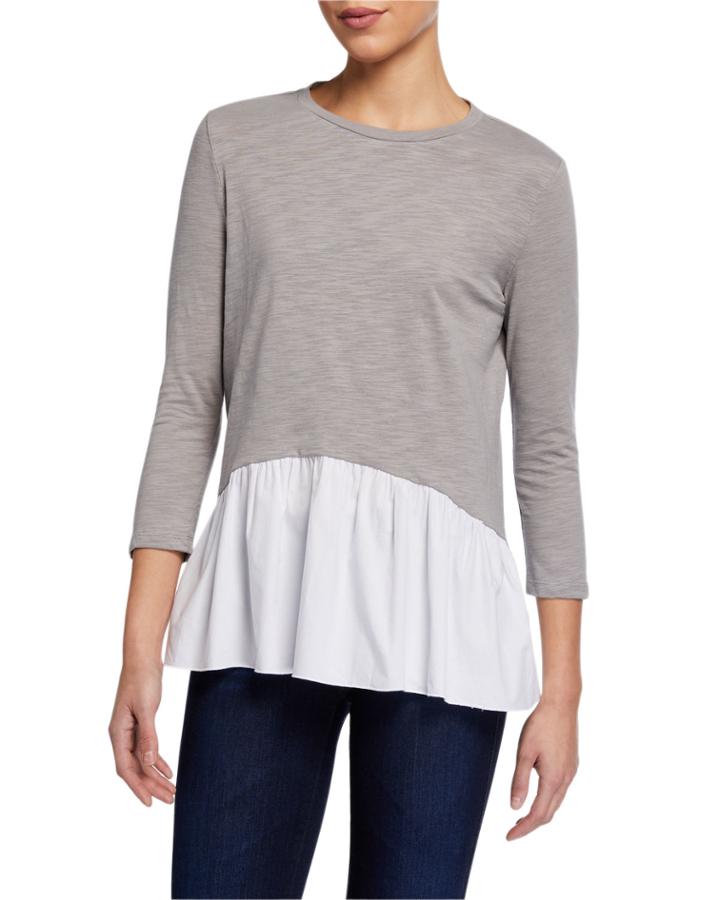 High-low 3/4 Sleeve Peplum High-low Top
