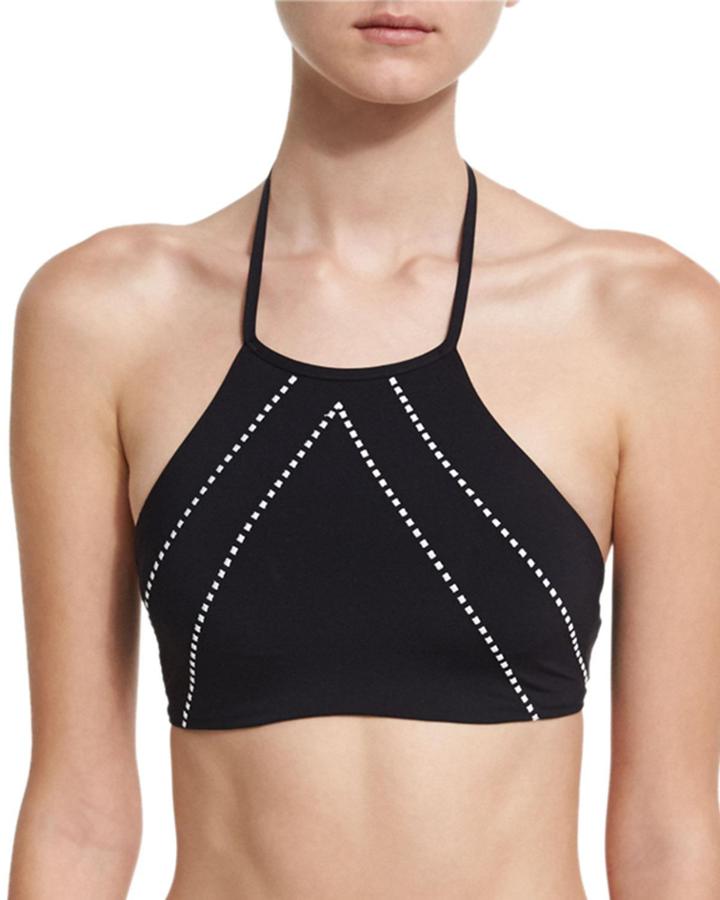 Beach Squad High-neck Swim Top, Black