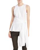 Twist-front Sleeveless Cotton Poplin Top