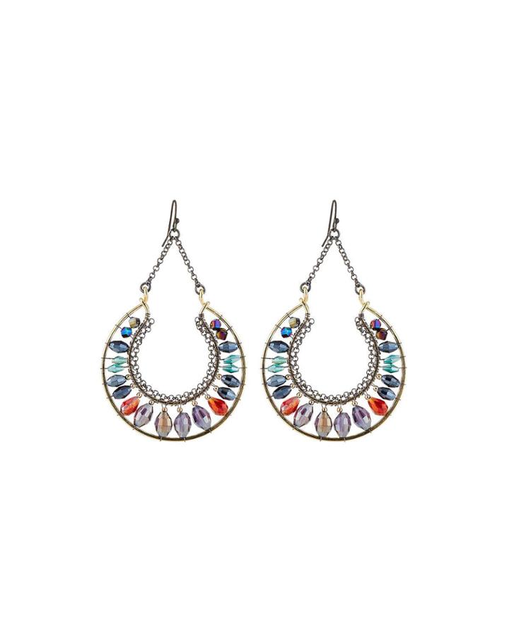 Bright Crescent Crystal Dangle Earrings