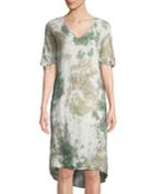 Reeta Tie-dye Linen Tunic Dress