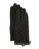 Bow-cuff Quilted Gloves, Black