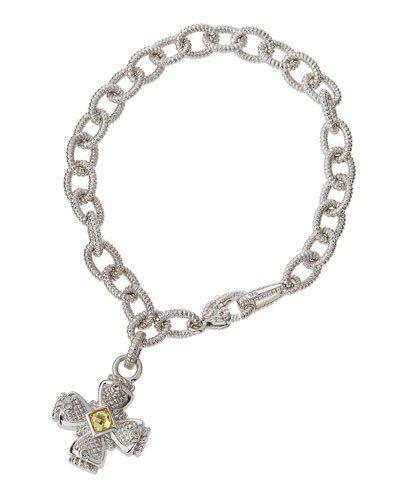 Crystal & Sapphire Maltese Cross Charm Bracelet