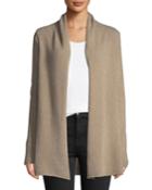 Cashmere Open-front Computer Cardigan, Tan