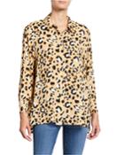 Elisa Leopard-print Button-down Shirt W/ Chest Pocket