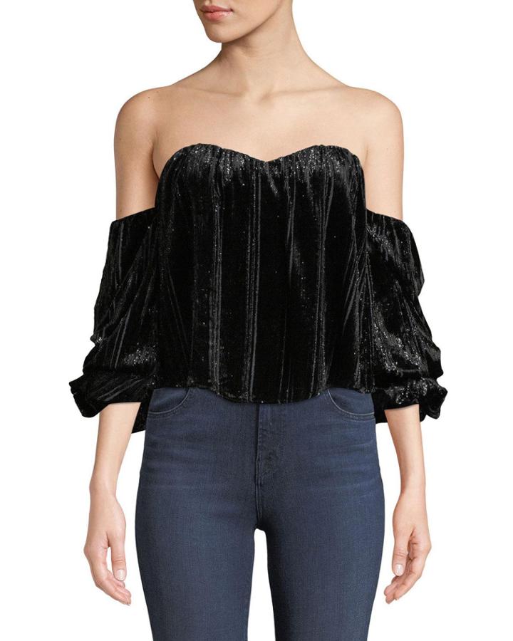 Tasha Strapless Sweetheart Velvet Blouse