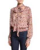 Winslow Printed Tie-neck Blouson Top