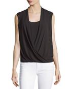 Raychel Draped Surplice Tank, Black