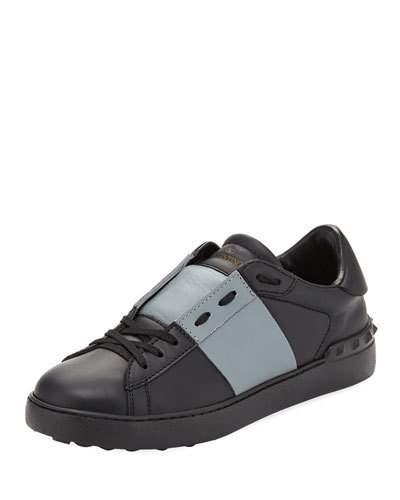 Men's Striped Leather Low-top