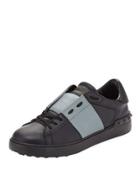Men's Striped Leather Low-top
