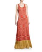 Sleeveless Space-dye Knit Maxi Dress With