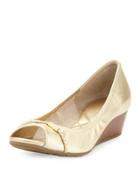 Tali Open-toe Leather Wedge Pump,