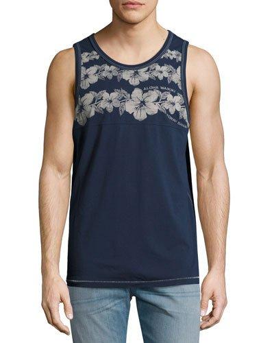 Waikiki Hibiscus Tank Top, Navy