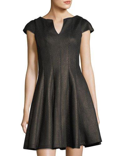 Metallic-net Fit-&-flare Dress