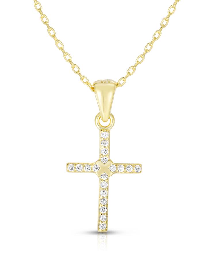 Wrapped Cubic Zirconia Cross Necklace