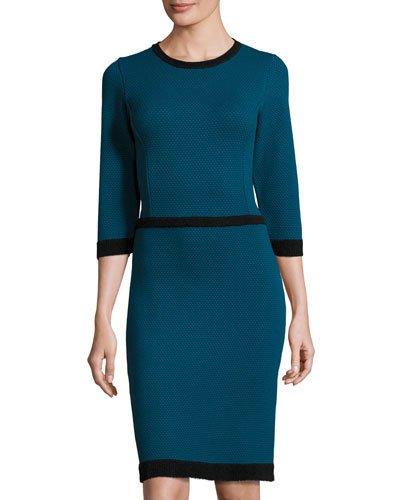 Melanie Knit 3/4-sleeve Dress, Blue/black