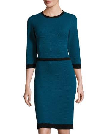 Melanie Knit 3/4-sleeve Dress, Blue/black
