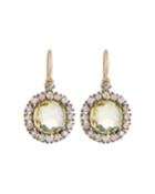14k Gold Quartz & Diamond Starburst Drop Earrings,