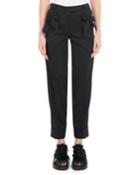 Bow-detail Straight-leg Slim Stretch-wool Cropped Pants