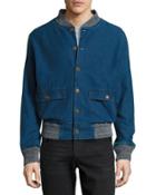 Denim Slub Bomber Jacket, Indigo