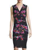 Sleeveless Banded Floral-print