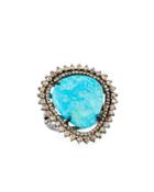 Turquoise & Champagne Diamond Ring,