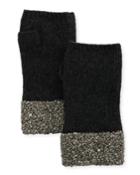 Fingerless Cashmere Gloves W/ Crystal Pave Cuffs