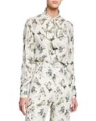 Man's Best Friend Print Bow-neck Blouse