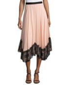 Kaya Chiffon Lace Midi Skirt, Pink Black