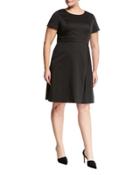 Joy Short-sleeve Peplum Dress,