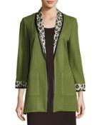 3/4-sleeve Waffle-knit Jacket,