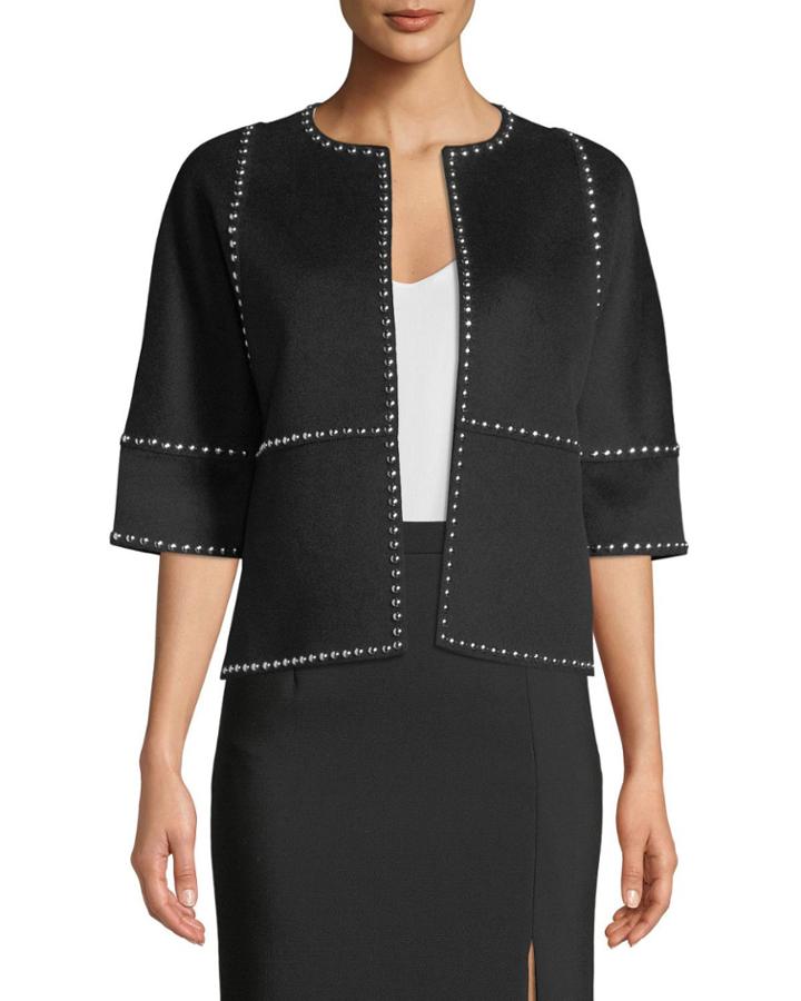 Half-sleeve Melton-studded Coat