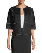 Half-sleeve Melton-studded Coat