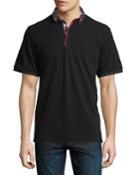 Shaped-fit Plaid-trim Polo