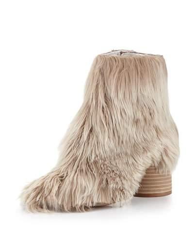 Alpaca Wood-heel 80mm Bootie, Natural