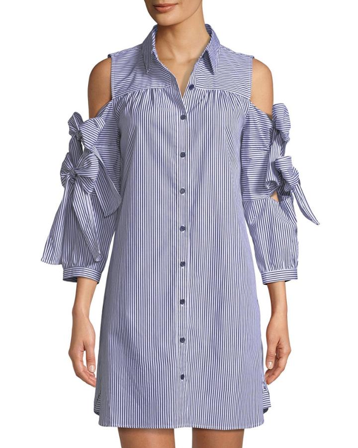 Cold-shoulder Double-bow Sleeve