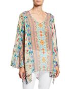 Plus Size Stella Printed Flare-sleeve Rayon Georgette Blouse
