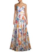 Alana Floral-print Silk Gazar Gown
